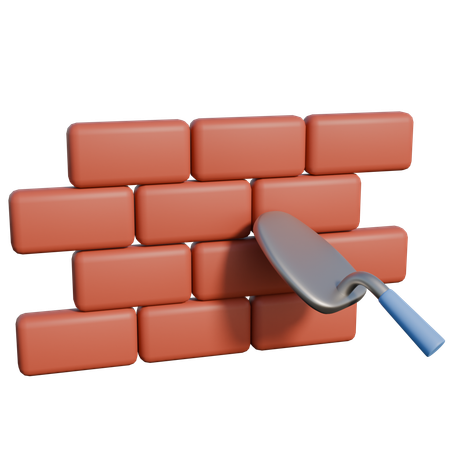 Tijolo e espátula  3D Icon