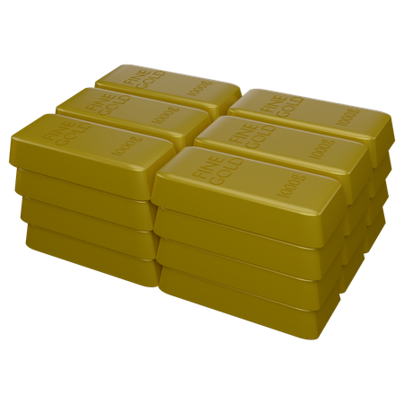 Tijolos de ouro  3D Icon