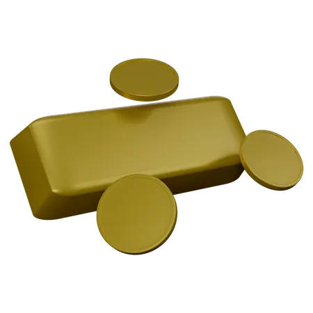 Tijolos e moedas de ouro  3D Icon