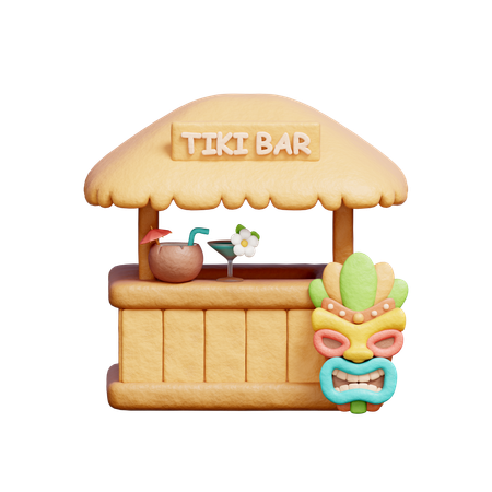 Bar Tiki avec masques tribaux  3D Icon