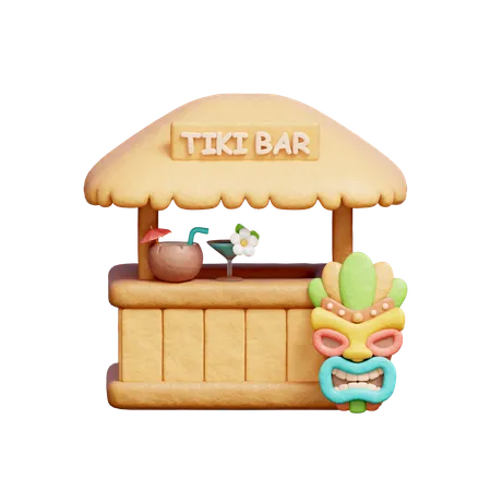 Bar Tiki avec masques tribaux  3D Icon