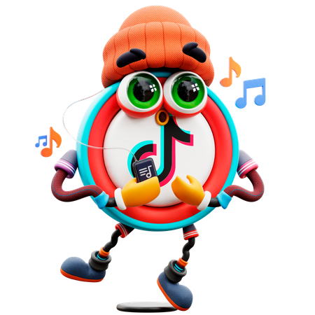 Tiktok-Aufkleber  3D Illustration