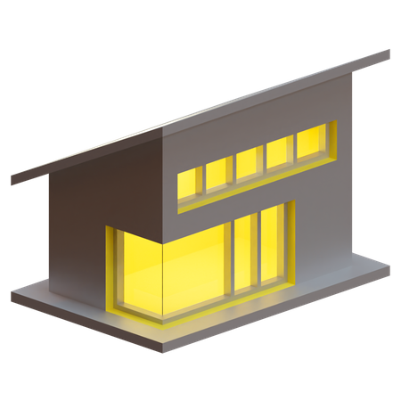 Tilt Roof House  3D Illustration