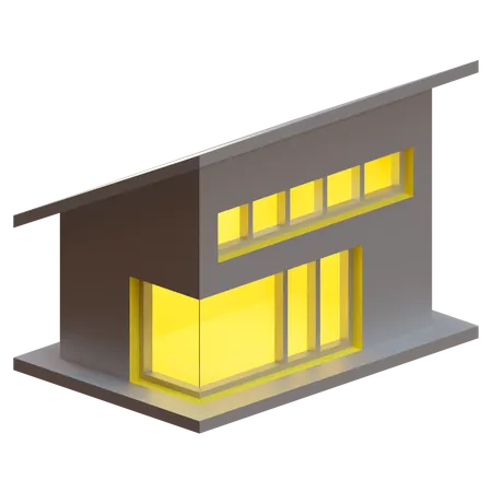 Tilt Roof House  3D Illustration