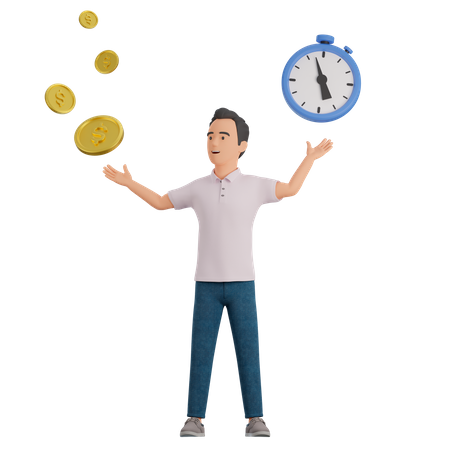 Time and money  3D Illustration