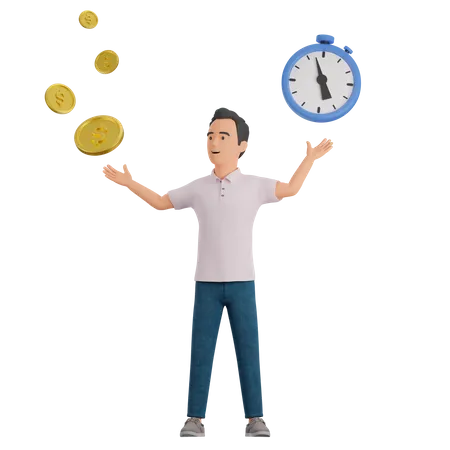 Time and money  3D Illustration