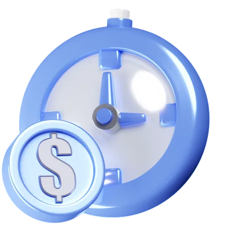 An Icon Combining A Clock With A Dollar Coin Suitable For Time Related Financial Representations Or Time Dependent Services 3D Icon