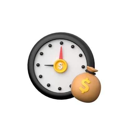 Time Is Money 3 D Icons Merge Clock And Currency Symbols Emphasizing The Value Of Time In Financial Contexts With Compelling Visuals 3D Icon