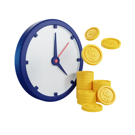 3 D Rendering Time Is Money Concept With Clock And Dollar Coin 3D Illustration