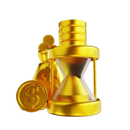 3 D Illustration Golden Pocket Money And Time 3D Illustration