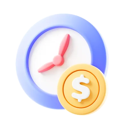 Finance Concept Clock And Coin Icon Time Is Money 3D Icon