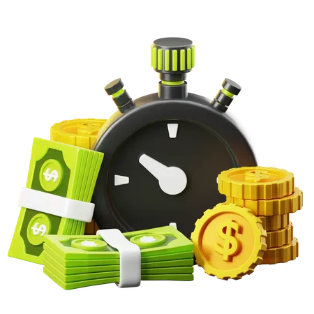 Business And Finance Illustration Time Is Money With A Stopwatch Isolated On Transparant Background 3 D Illustration High Resolution 3D Icon