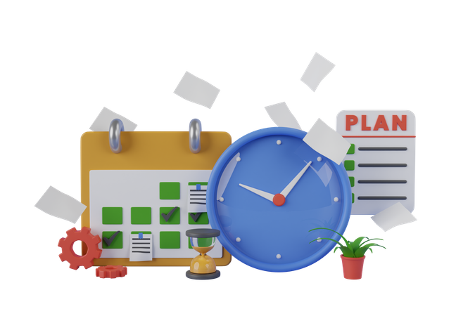 Time management  3D Illustration