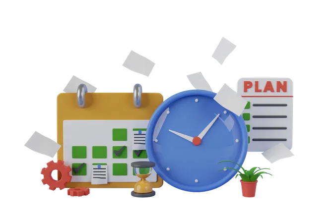 Time management  3D Illustration