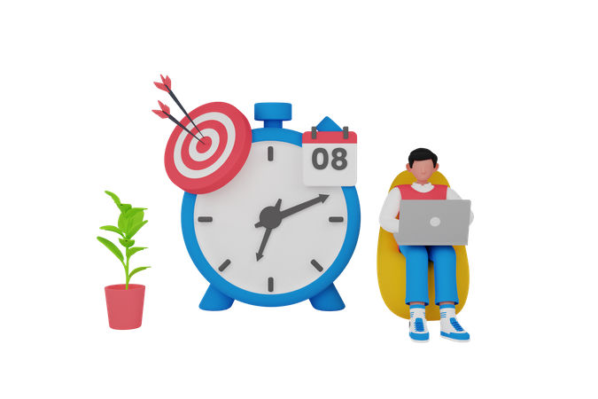 Time management by businessman  3D Icon