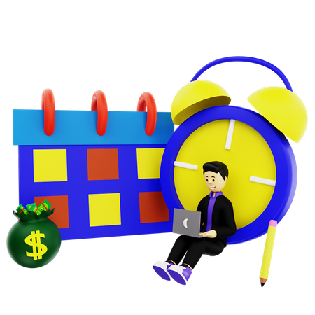 Time management by businessman  3D Icon