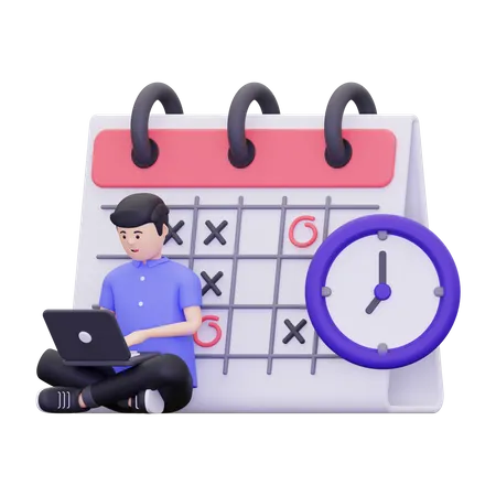 Time Management By Employee  3D Illustration