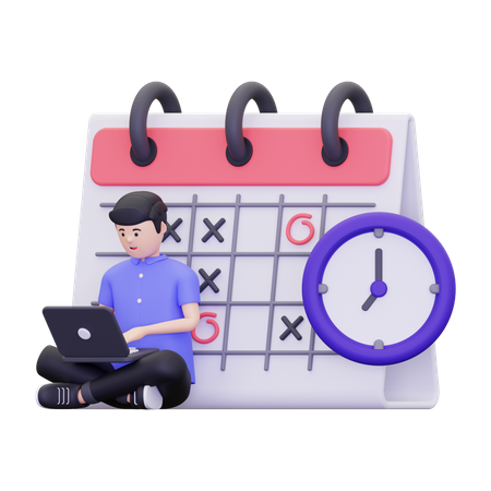 Time Management By Employee  3D Illustration