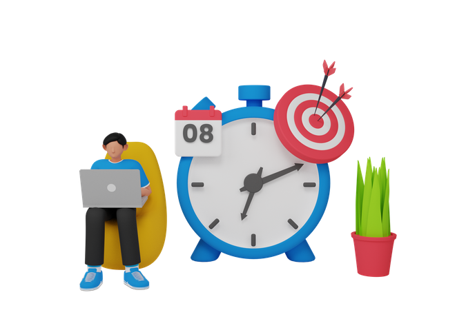 Time management by entrepreneurs  3D Illustration