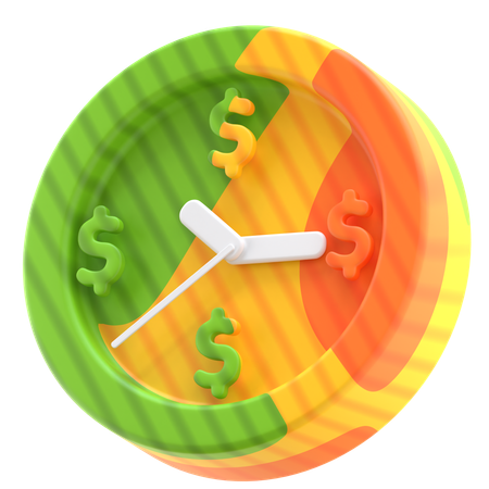 Time Management Finance Clock  3D Icon