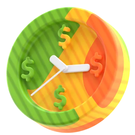 Time Management Finance Clock  3D Icon