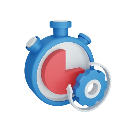 3 D Rendering Uptime Concept With Timer And Colorful Cogwheel 3D Illustration