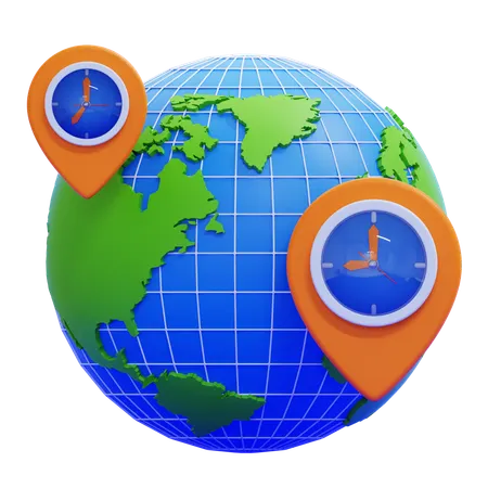 Time Zone Clock  3D Icon