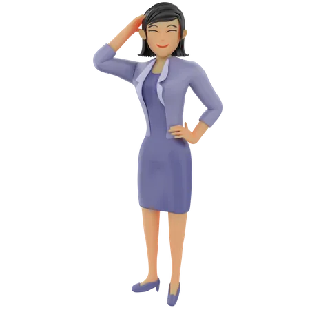 Femme d'affaires timide  3D Illustration