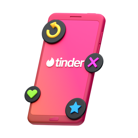 Tinder On Smartphone  3D Icon