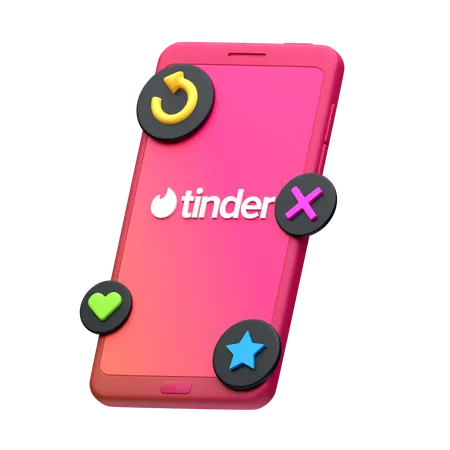 Tinder On Smartphone  3D Icon