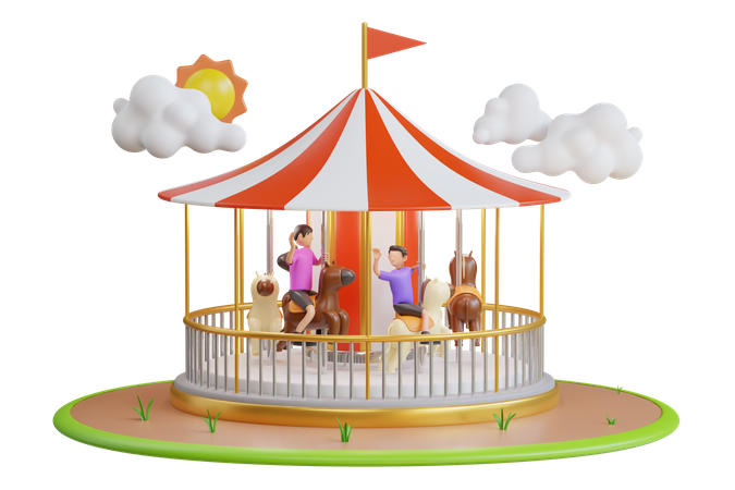 Tiovivo para niños  3D Icon