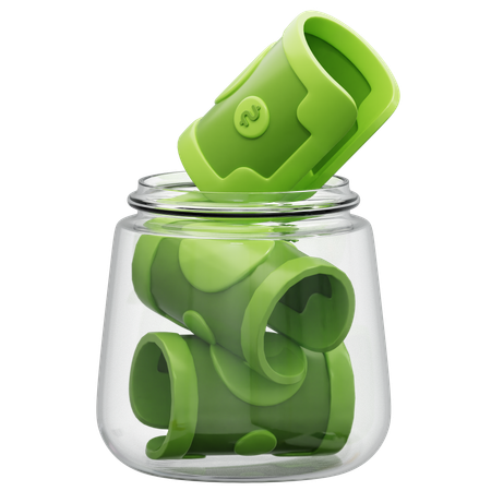 Tip Jar with Money  3D Icon