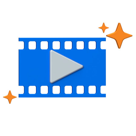 Tira de filme com botão  3D Icon