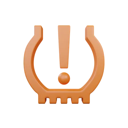 Tire Pressure Warning Light Sign On Dashboard Vehicle 3D Icon
