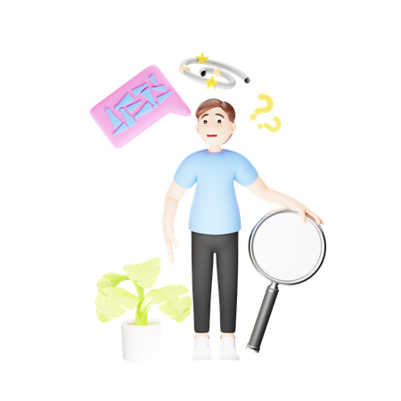 Tired and confused boy who is unclear about his life goals  3D Illustration