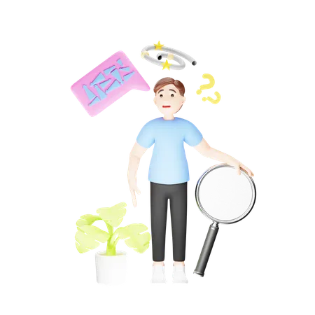 Tired and confused boy who is unclear about his life goals  3D Illustration