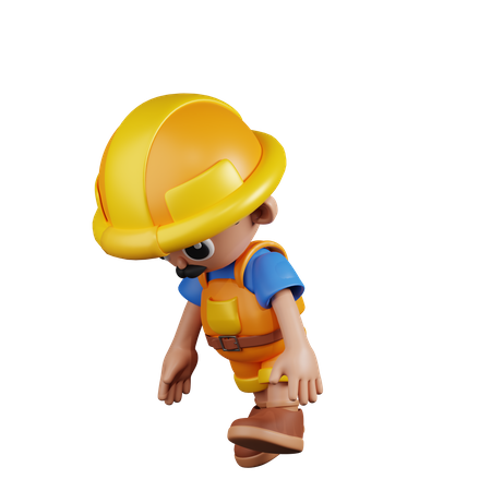 Tired  Builder  3D Illustration