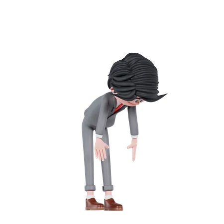 3 D Businessman Is Very Tired Pose 3D Illustration