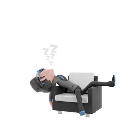 Tired Businessman sleeping  3D Illustration