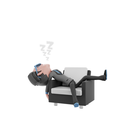 Tired Businessman sleeping 3D Illustration