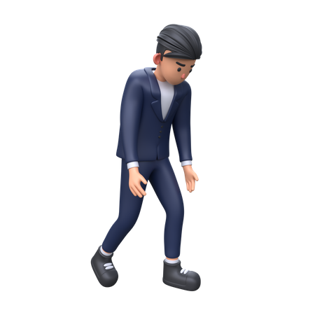 Tired Businessman walking 3D Illustration