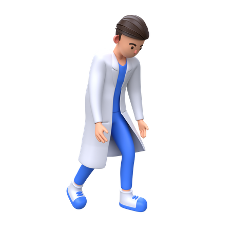 Tired Doctor walking 3D Illustration