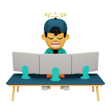 Tired Employee  3D Illustration