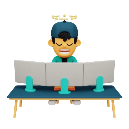 Tired Employee  3D Illustration