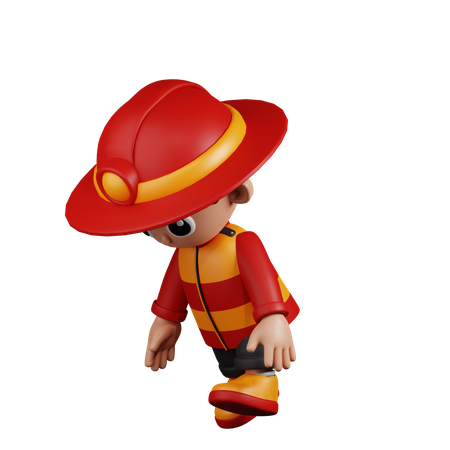 Tired  Fireman  3D Illustration