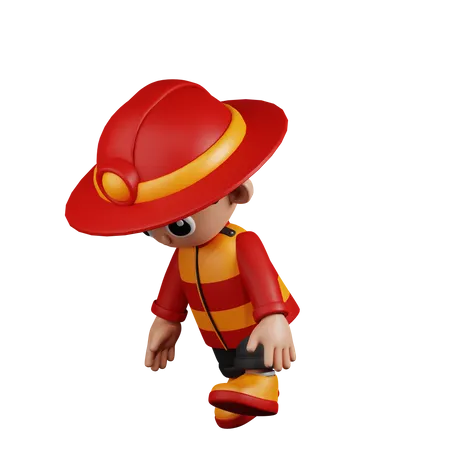 Tired  Fireman  3D Illustration