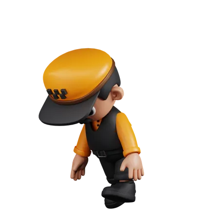 Tired Taxi Driver  3D Illustration