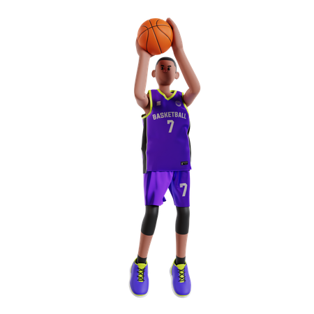 Tiro de jogador de basquete  3D Illustration