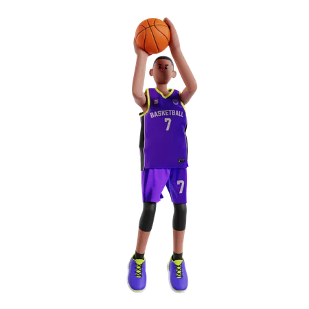 Tiro de jogador de basquete  3D Illustration