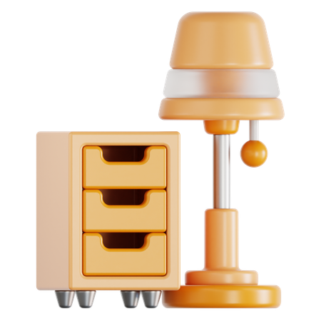 Tiroir et lampe  3D Icon